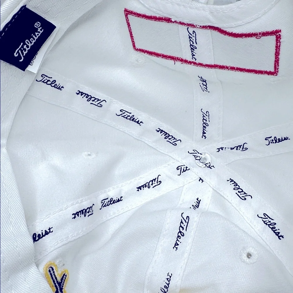 NWT TITLEIST PRO FJ Golf White Hat/Cap Footjoy PurpleGold Embroidered Adjustable - Picture 8 of 9